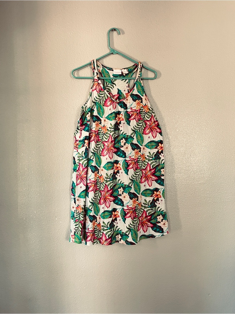Tommy Bahama Floral Racerback Nightdress in Teal & Pink View 3
